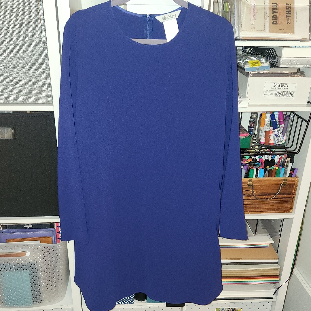 Maxmara Royal Blue Long Sleeve Dress Size 14
